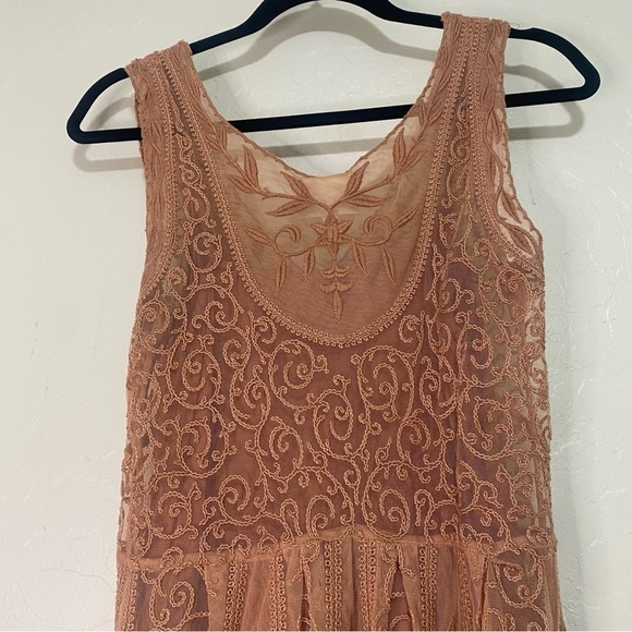 Anthropologie Yoana Baraschi At Dusk Dress Mauve Lace Sleeveless V-neck Mini 4 - Picture 13 of 16